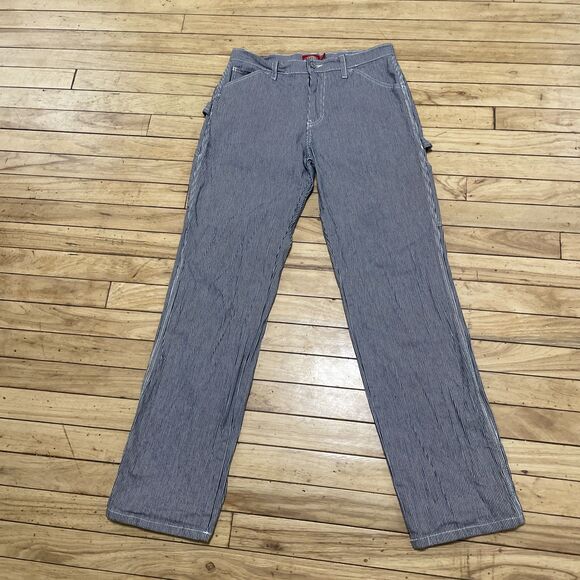 Dickies Hickory Stripe Carpenter Pants Women Juniors 5 27 Navy White Y2k Skate - Picture 16 of 16